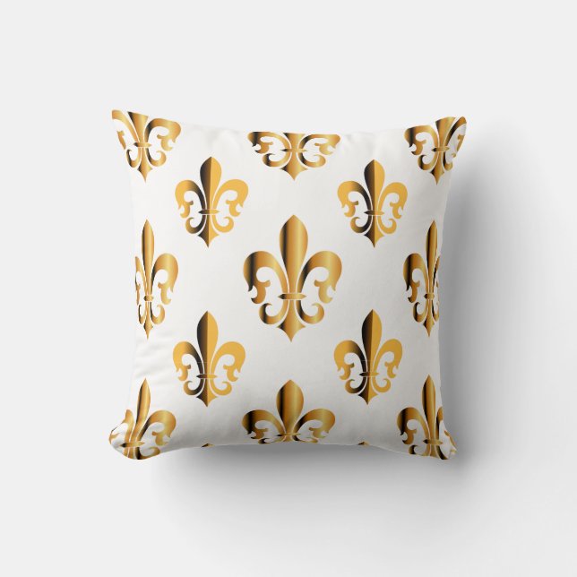 Pure Gold Fleur de Lis Throw Pillow (Front)