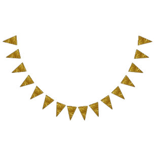 PURE GOLD FOIL Pattern + your text / photo Bunting Flags