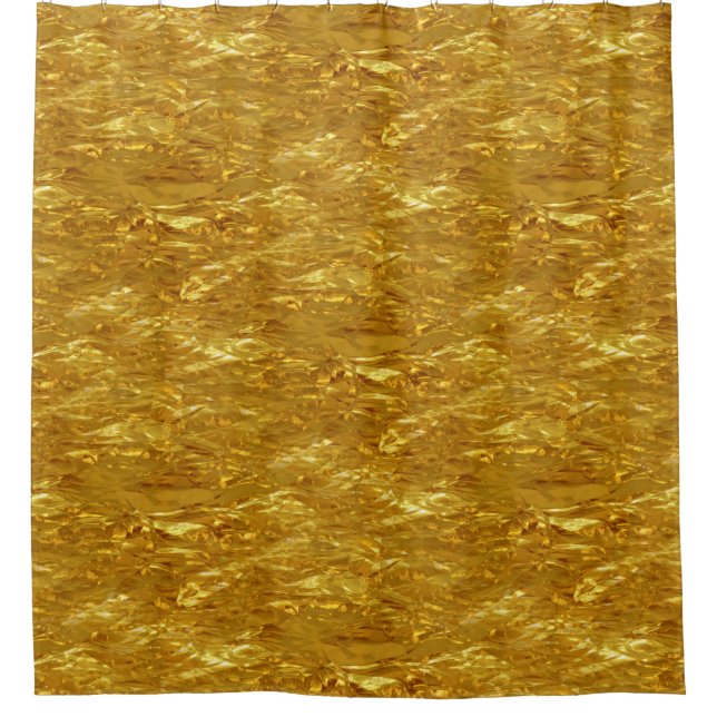 PURE GOLD FOIL Pattern + your text / photo Shower Curtain (Front)