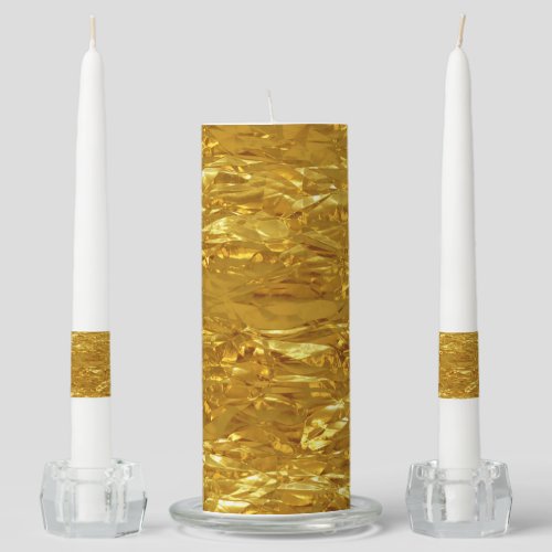 PURE GOLD FOIL Pattern  your text  photo Unity Candle Set