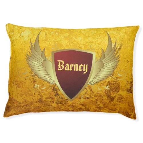 PURE GOLD LEAF Pattern  Crest  your text  sign Pet Bed