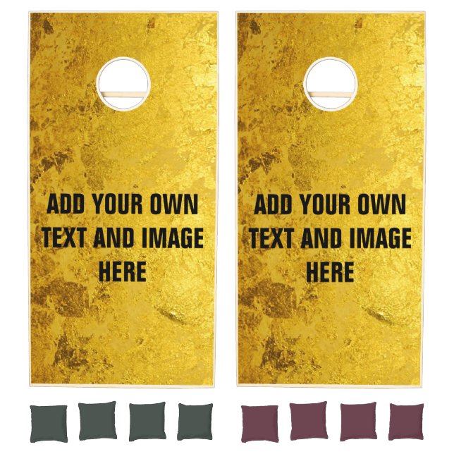 PURE GOLD LEAF Pattern + your text / photo Cornhole Set (Set)