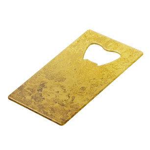 PURE GOLD LEAF Pattern + your text / photo Credit Card Bottle Opener