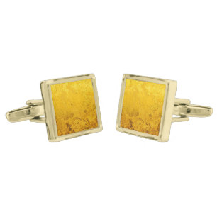 PURE GOLD LEAF Pattern + your text / photo Cufflinks