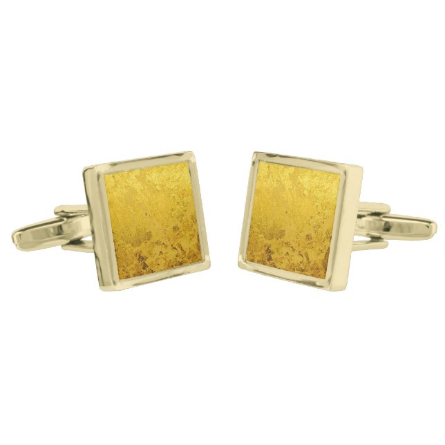 PURE GOLD LEAF Pattern + your text / photo Cufflinks (Angled)