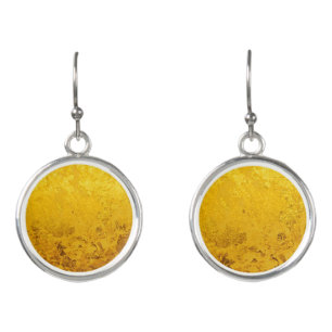 PURE GOLD LEAF Pattern + your text / photo Earrings