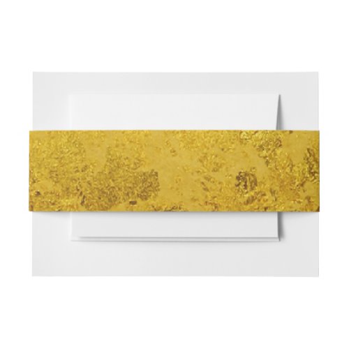 PURE GOLD LEAF Pattern  your text  photo Invitation Belly Band