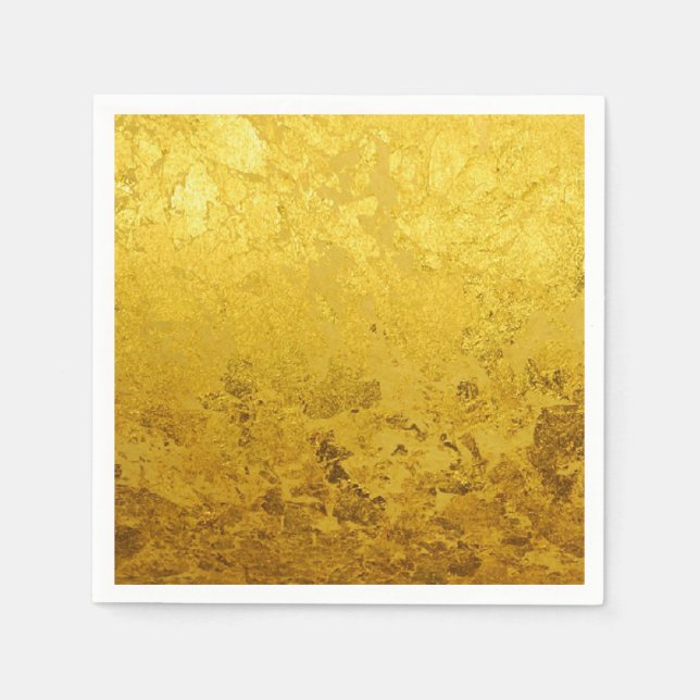 PURE GOLD LEAF Pattern + your text / photo Paper Napkins (Front)