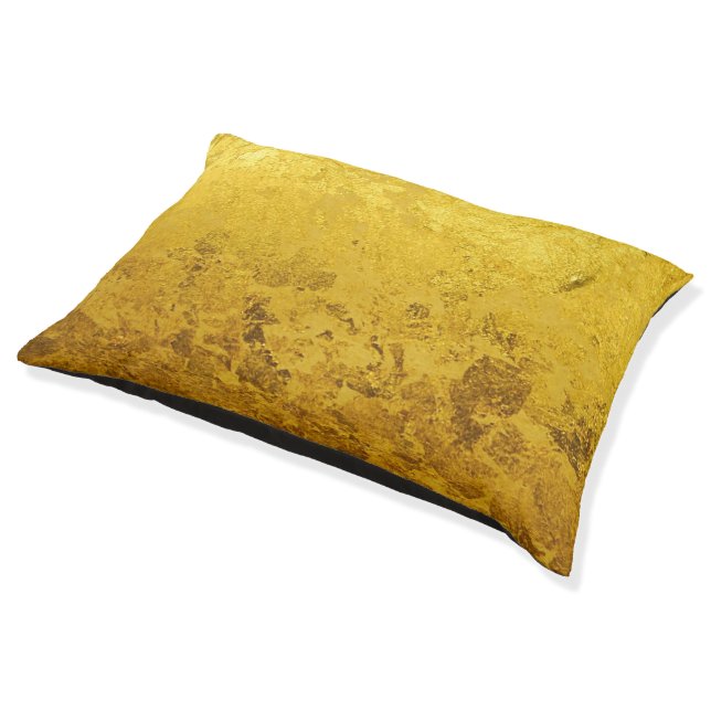 PURE GOLD LEAF Pattern + your text / photo Pet Bed (Angled)