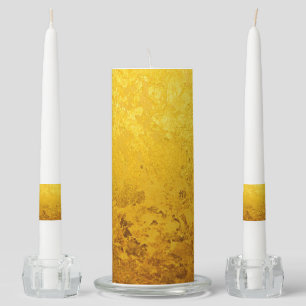 PURE GOLD LEAF Pattern + your text / photo Unity Candle Set