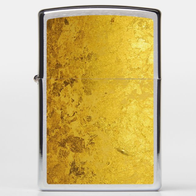 PURE GOLD LEAF Pattern + your text / photo Zippo Lighter (Front)
