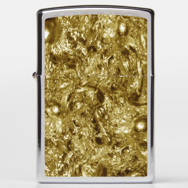 PURE GOLD moonscape Pattern + your text / photo Zippo Lighter (Front)