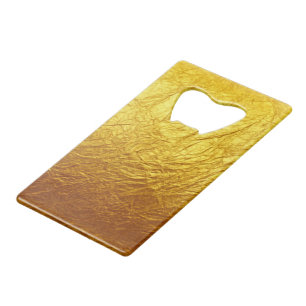 PURE GOLD PAPER Pattern + your text / photo Credit Card Bottle Opener