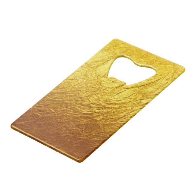PURE GOLD PAPER Pattern + your text / photo Credit Card Bottle Opener (Front Angled)