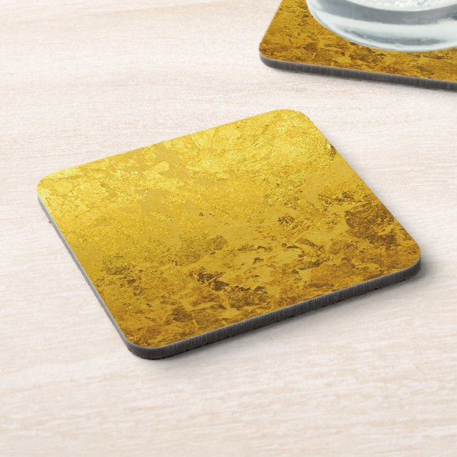 PURE GOLD pattern / gold leaf Beverage Coaster (Left Side)