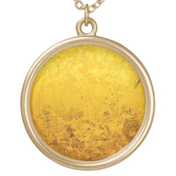 Pure Gold Pattern / Gold Leaf Gold Plated Necklace by EDDArtSHOP at Zazzle