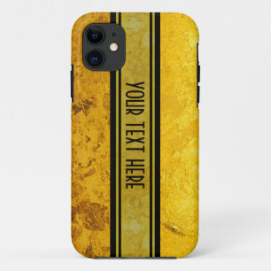 PURE GOLD pattern / gold leaf + your text iPhone 11 Case