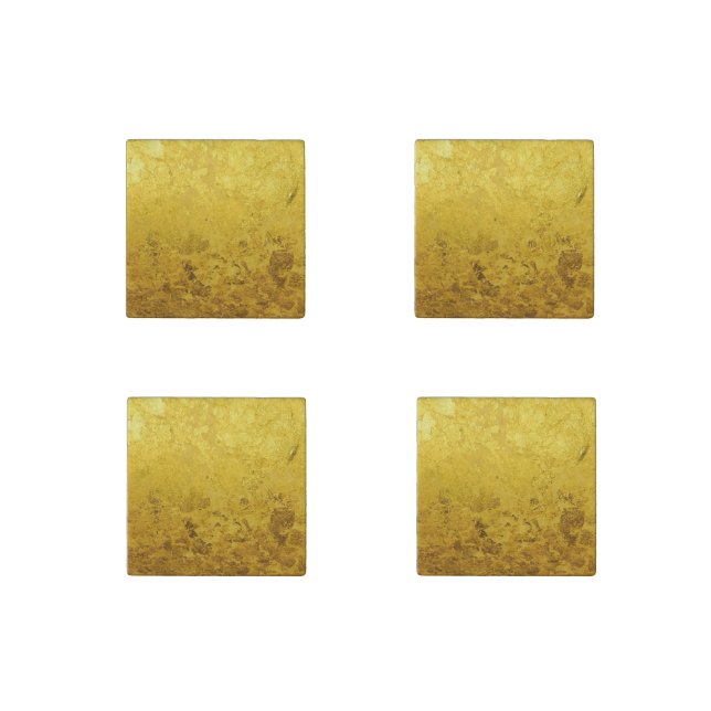 PURE GOLD pattern / gold leaf + your text / image Stone Magnet (Front)