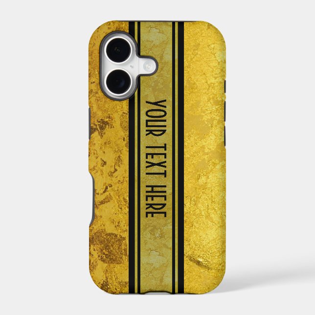 PURE GOLD pattern / gold leaf + your text Iphone Case (Back)