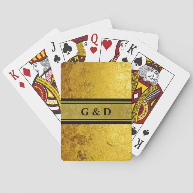 PURE GOLD pattern / gold leaf + your text Poker Cards (Back)