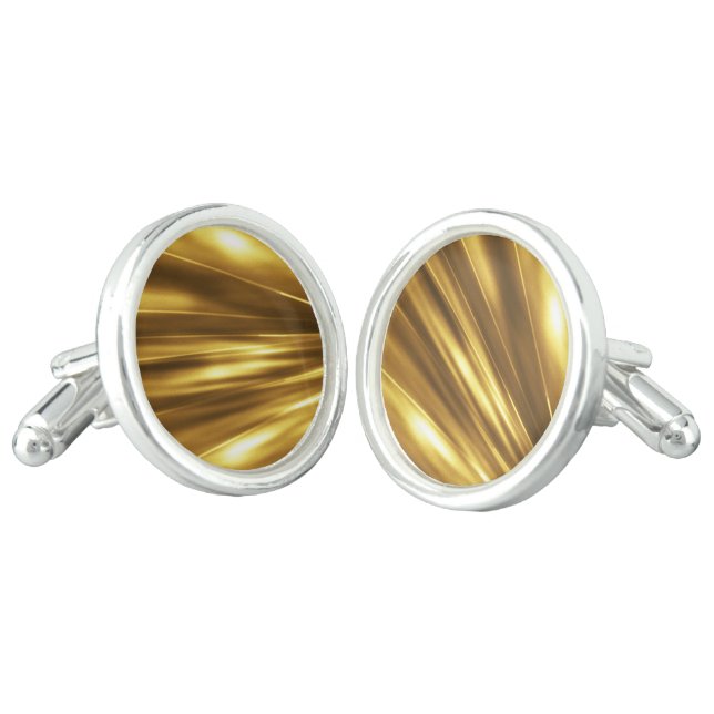 PURE GOLD Shine Pattern + your text / photo Cufflinks (Angled)