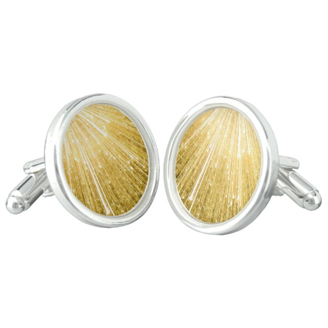 PURE GOLD SHOWER Pattern + your text / photo Cufflinks (Angled)