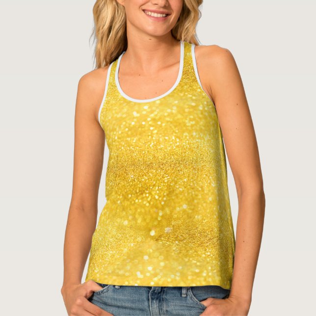 PURE GOLD Sparkles Pattern + your text / photo Tank Top (Front)