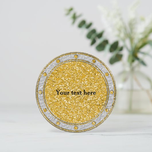 PURE GOLD Splatter Pattern / silver + your text (Standing Front)