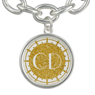 PURE GOLD Splatter Pattern + your image Charm Bracelet