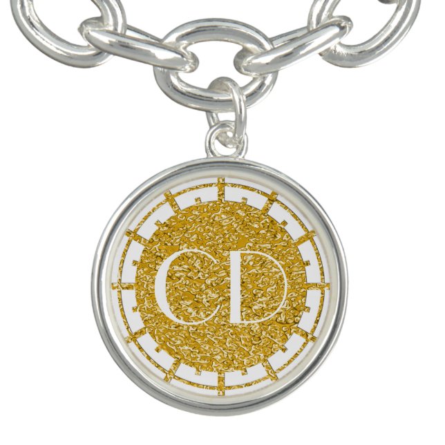 PURE GOLD Splatter Pattern + your image Charm Bracelet (Design)
