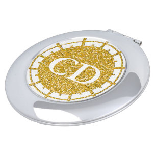 PURE GOLD Splatter Pattern + your image & monogram Vanity Mirror
