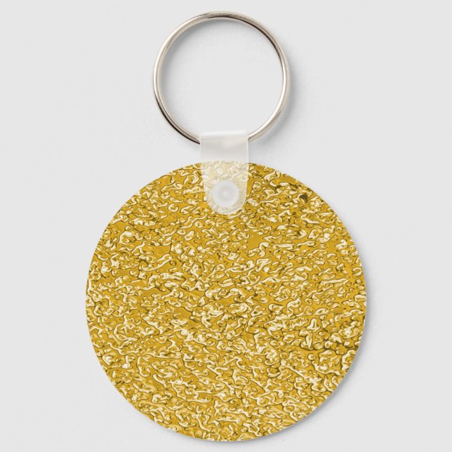 PURE GOLD Splatter Pattern + your text Keychain (Front)