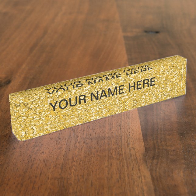 PURE GOLD Splatter Pattern + your text Name Plate (Side)