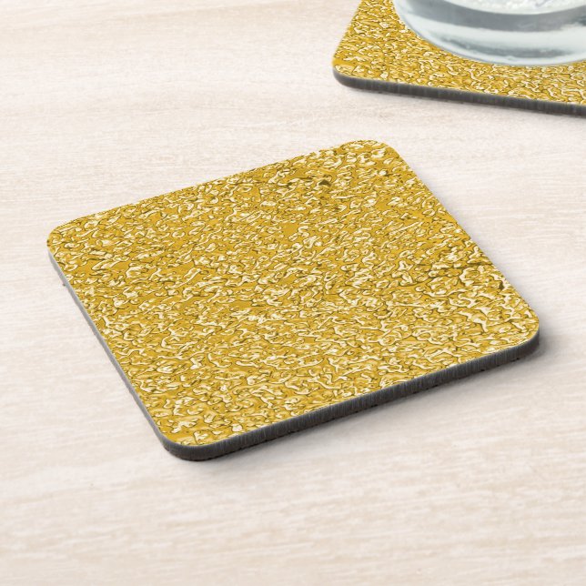 PURE GOLD Splatter Pattern + your text / photo Beverage Coaster (Left Side)