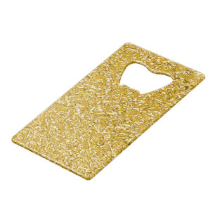 PURE GOLD Splatter Pattern + your text / photo Credit Card Bottle Opener