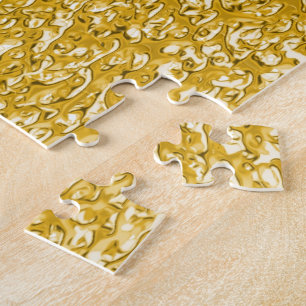 PURE GOLD Splatter Pattern + your text / photo Jigsaw Puzzle