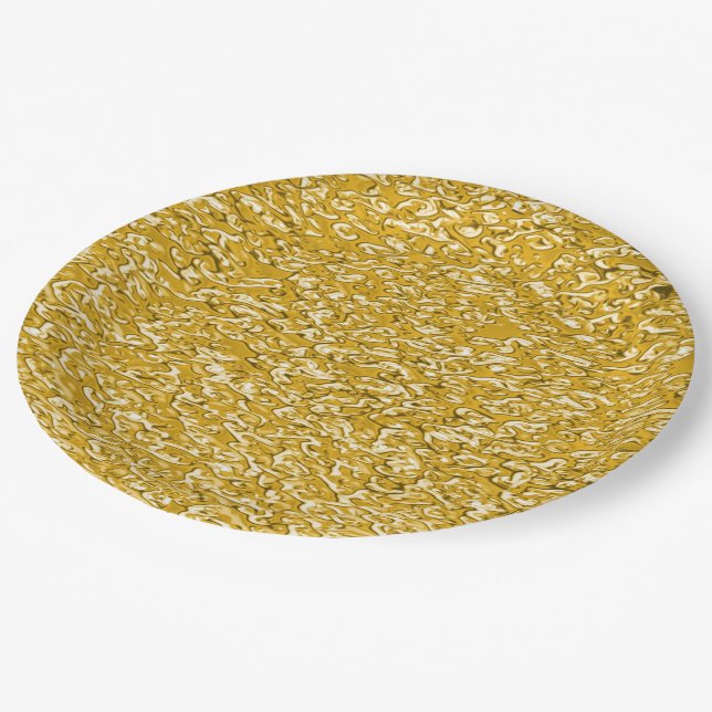PURE GOLD Splatter Pattern + your text / photo Paper Plates (Angled)
