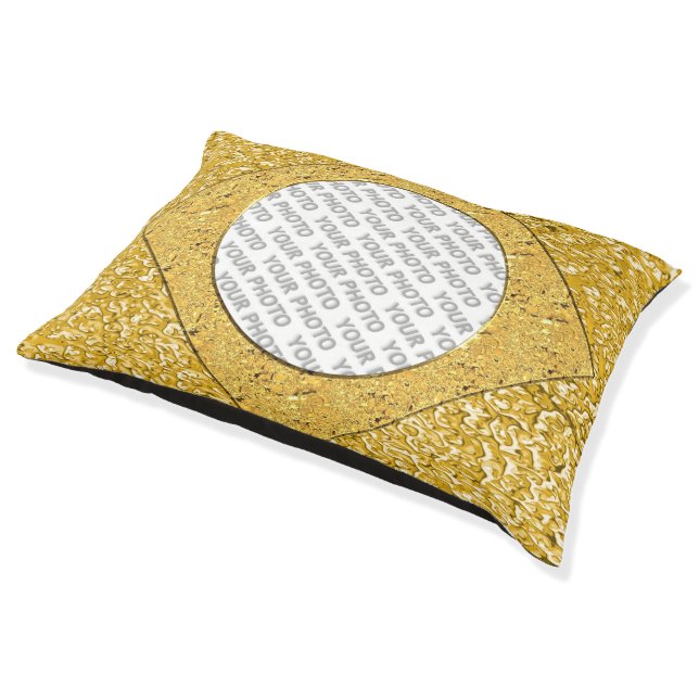 PURE GOLD Splatter Pattern + your text / photo Pet Bed (Angled)