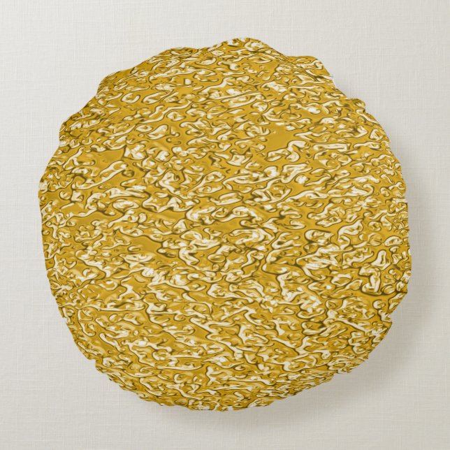 PURE GOLD Splatter Pattern + your text / photo Round Pillow (Back)
