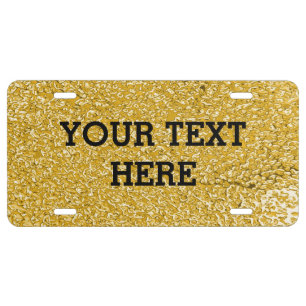 PURE GOLD Splatter Sparkles + your text License Plate
