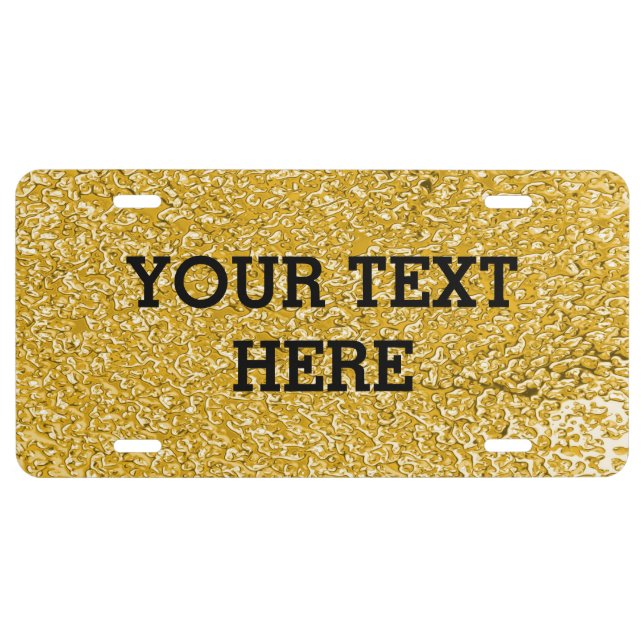 PURE GOLD Splatter Sparkles + your text License Plate (Front)