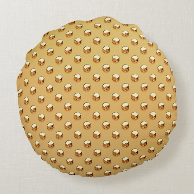 PURE GOLDEN PEARLS Pattern + your text / photo Round Pillow (Back)