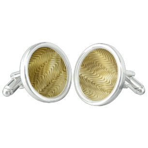 PURE GOLDEN WAVES Pattern + your text / photo Cufflinks