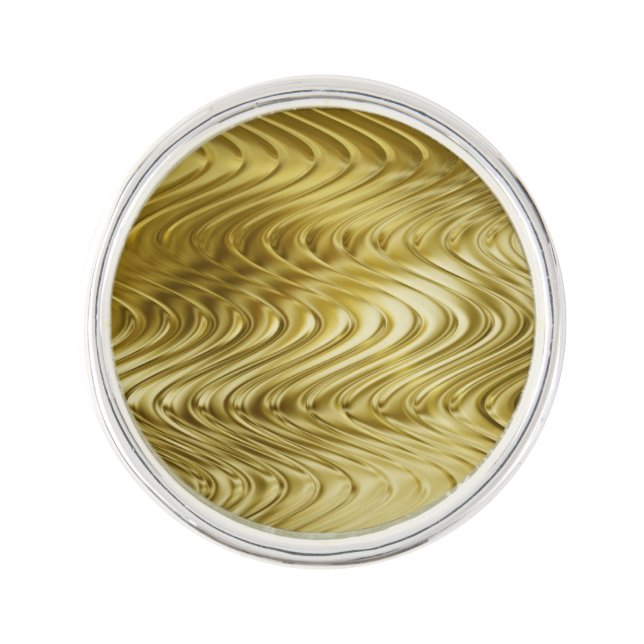 PURE GOLDEN WAVES Pattern + your text / photo Lapel Pin (Front)