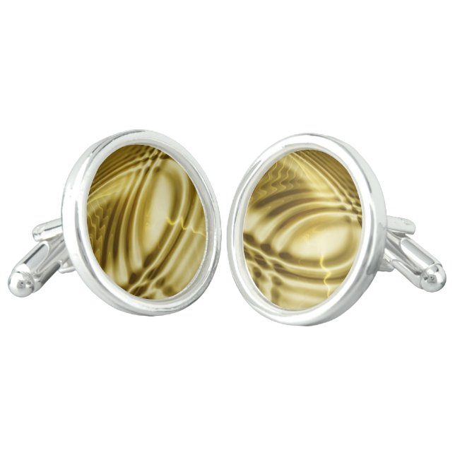 PURE GOLDEN WAVES soft Pattern + your text / photo Cufflinks (Angled)