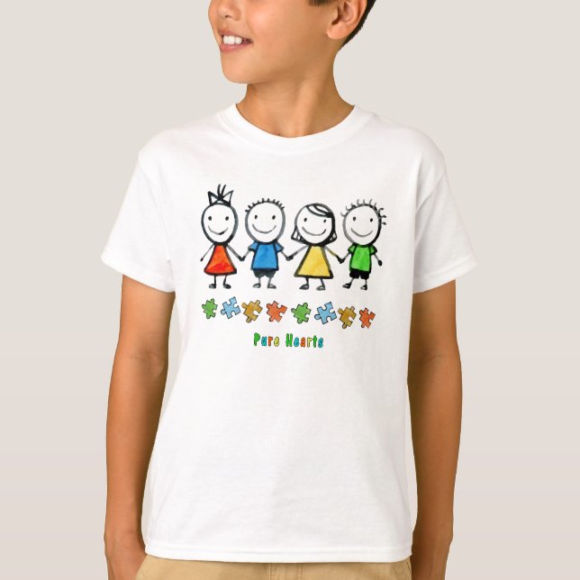 Pure Hearts Puzzle Autism Awareness T-shirt (Front)