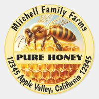Pure Honey Bee Lable Classic Round Sticker