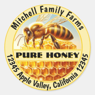 Pure Honey Bee Lable Classic Round Sticker