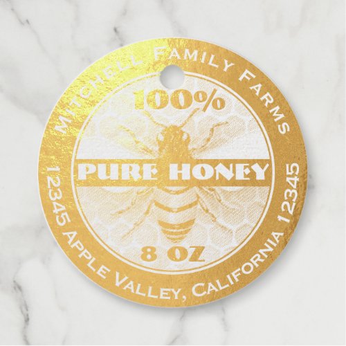 Pure Honey  Foil Favor Tags