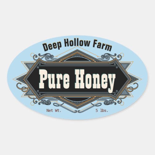 Pure Honey Light Blue Oval Sticker